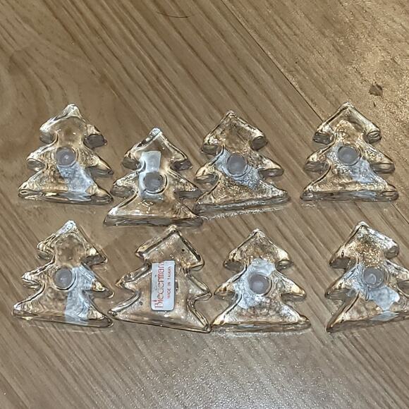 Vintage Miniature Christmas Tree Candle Holders Biederman Glass Set Of 8 Holiday - Picture 6 of 6